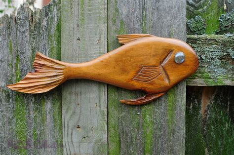 Carved Wood Fish for sale .